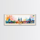 Lviv Ukraine Wall Art, Panoramic Travel Poster, Panoramic Framed Canvas Print, City Wall Art, Wall Hanging Home Decor, Travel Art