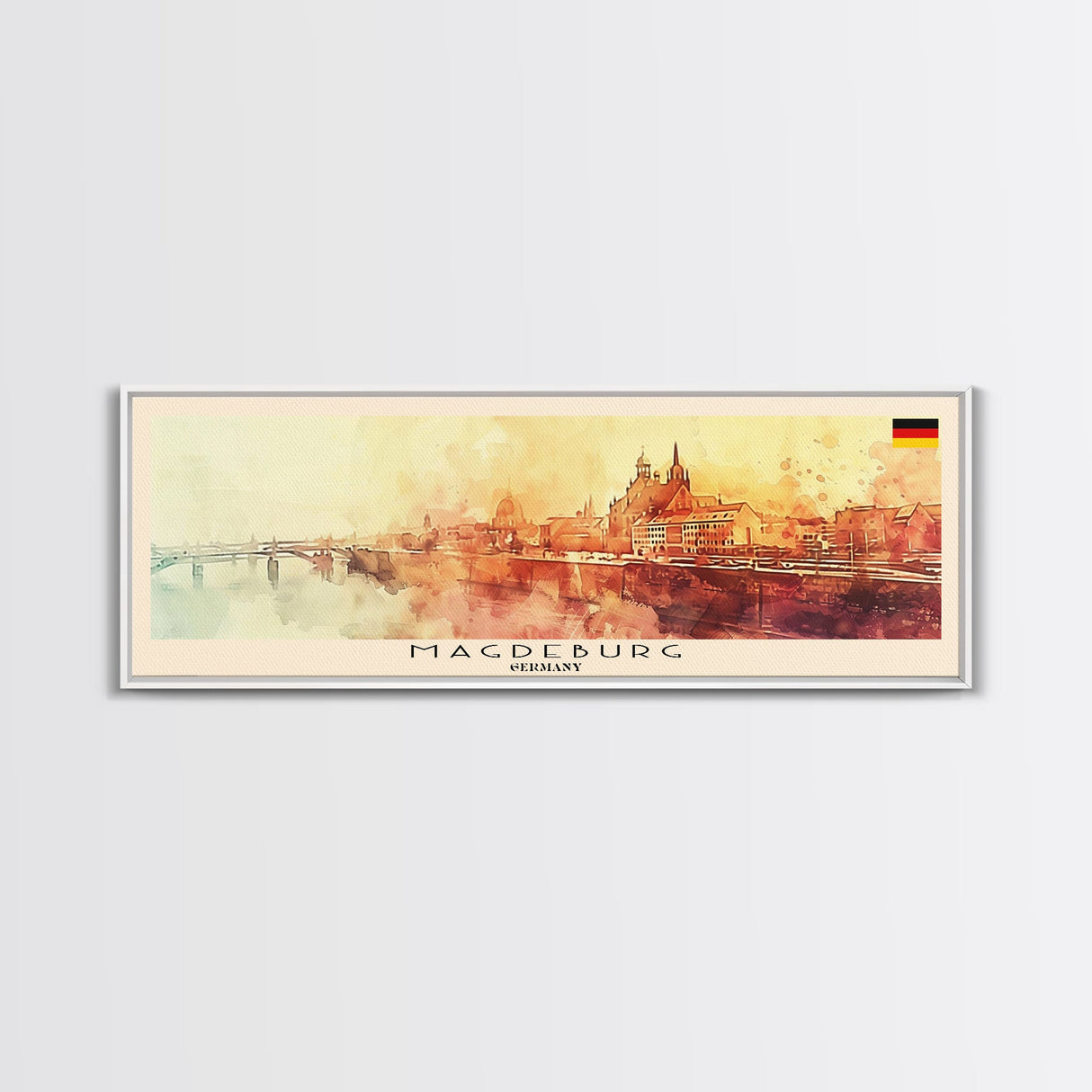 Magdeburg Germany Wall Art, Panoramic Travel Poster, Panoramic Framed Canvas Print, City Wall Art, Wall Hanging Home Decor, Travel Art