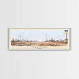 Makiivka Ukraine Panoramic Travel Poster, Framed Canvas Print or Metal Wall Art, Travel Art, Home Decor, Panoramic Painting, Midcentury Art