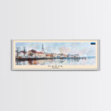 Narva Estonia Panoramic Travel Poster, Framed Canvas Print or Metal Wall Art, Travel Art, Home Decor, Panoramic Painting, Midcentury Art