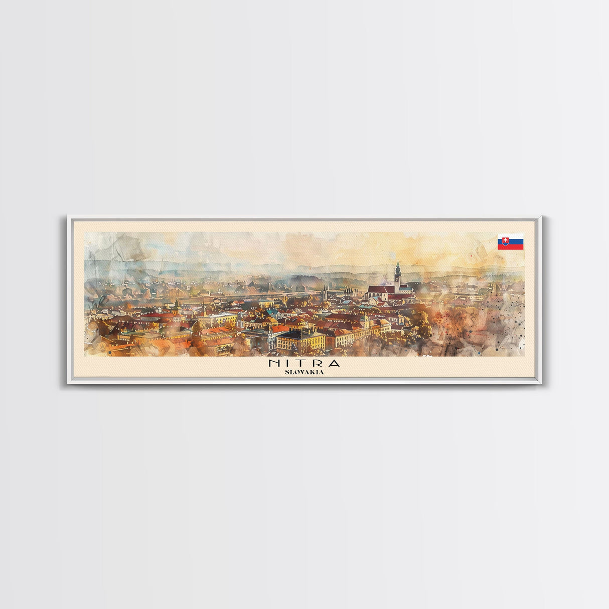 Nitra Slovakia Wall Art, Panoramic Travel Poster, Panoramic Framed Canvas Print, City Wall Art, Wall Hanging Home Decor, Travel Art