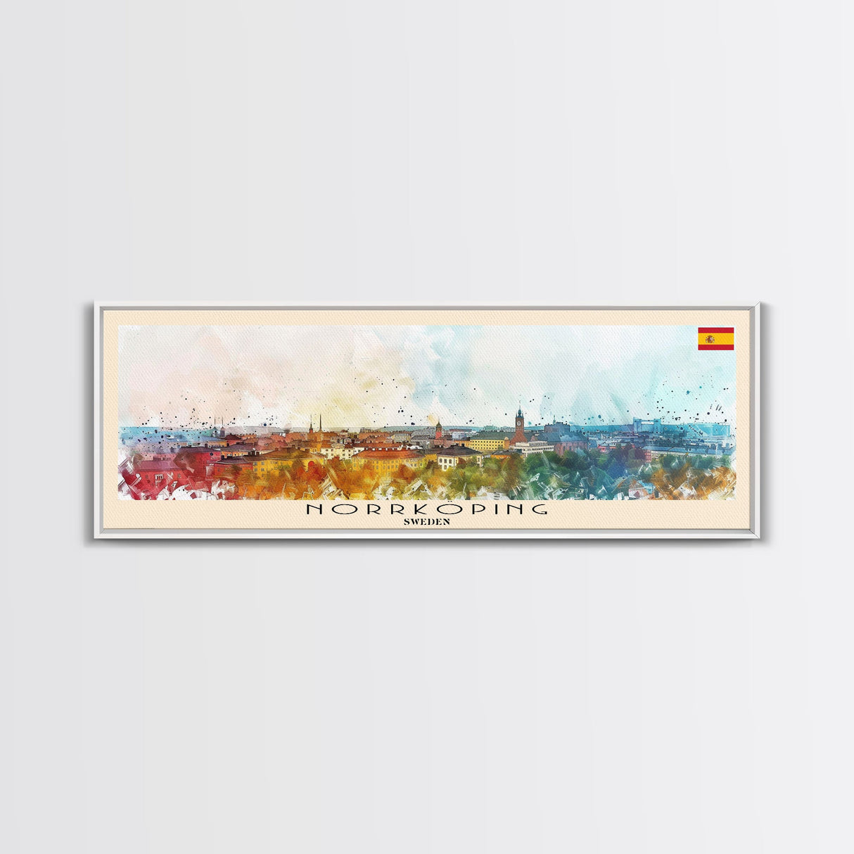 Norrkoping Sweden Travel Print Wall Art, Panoramic City Art, Travel Art, Wall Decor, Vacation Gift, Framed Canvas Print Or Metal Art