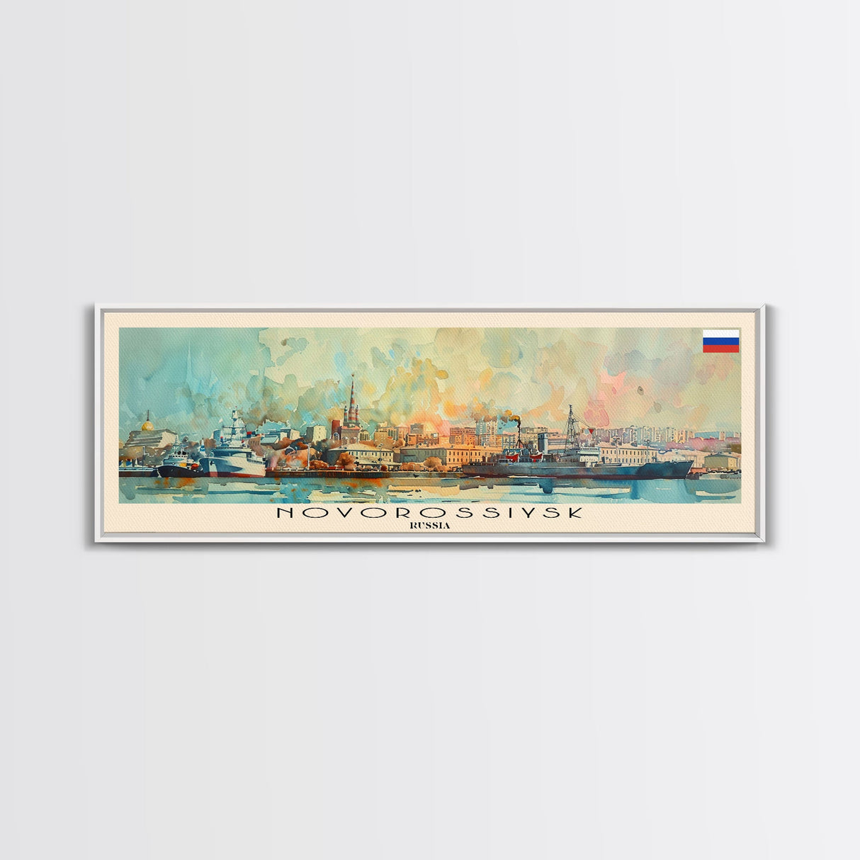 Novorossiysk Russia Wall Art, Panoramic Travel Poster, Panoramic Framed Canvas Print, City Wall Art, Wall Hanging Home Decor, Travel Art