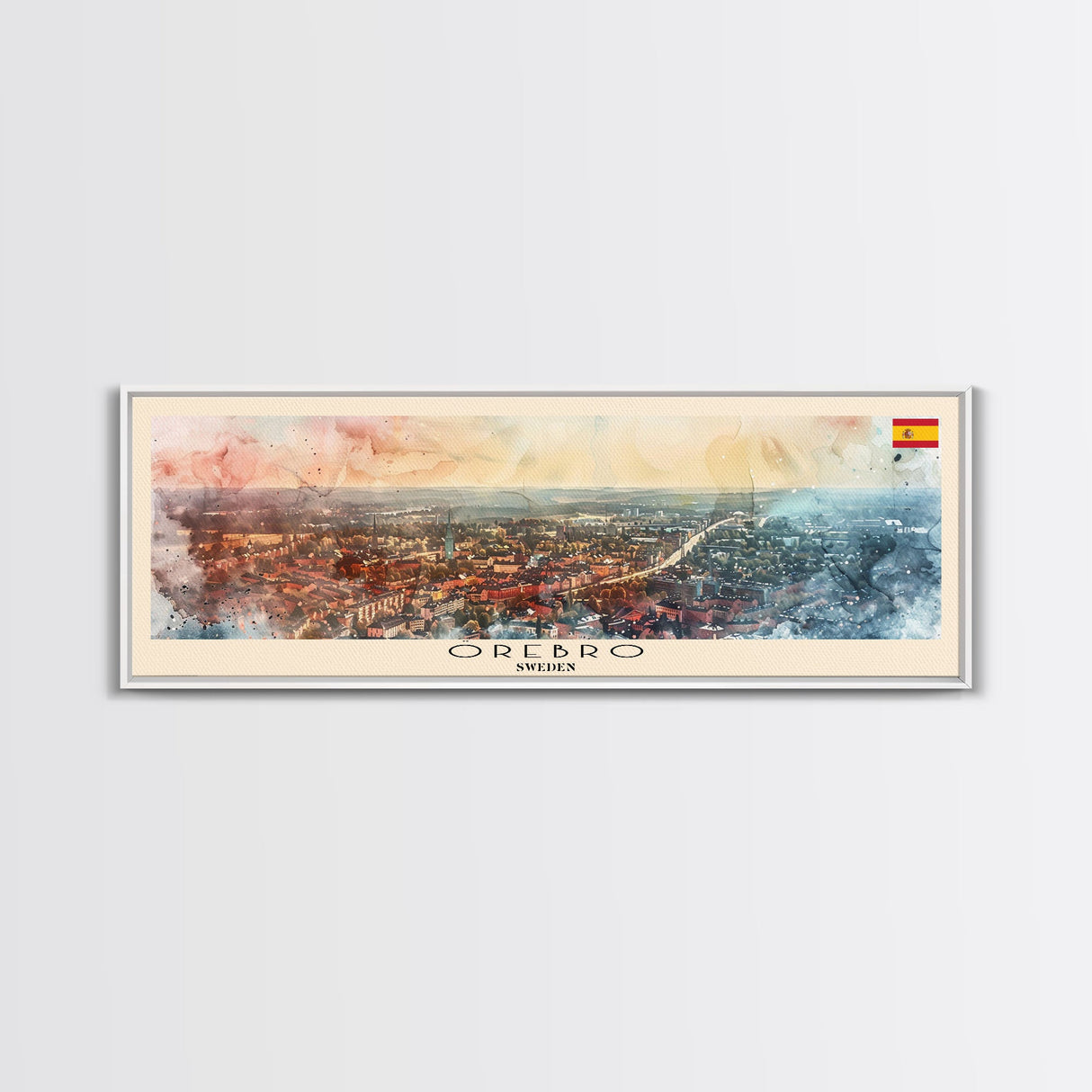 Orebro Sweden Travel Art, City Art, Framed Canvas Print or Metal Wall Art, Europe Travel Poster, Panoramic Wall Art, Extra Wide Wall Art