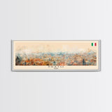 Prato Italy Panoramic Travel Poster, Framed Canvas Print or Metal Wall Art, Travel Art, Home Decor, Panoramic Painting, Midcentury Art