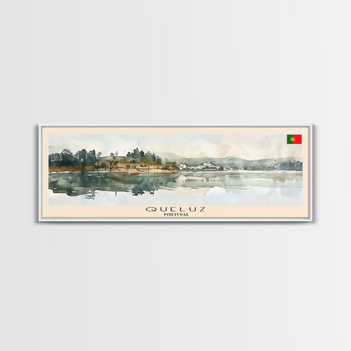 Queluz Portugal Wall Art, Panoramic Travel Poster, Panoramic Framed Canvas Print, City Wall Art, Wall Hanging Home Decor, Travel Art