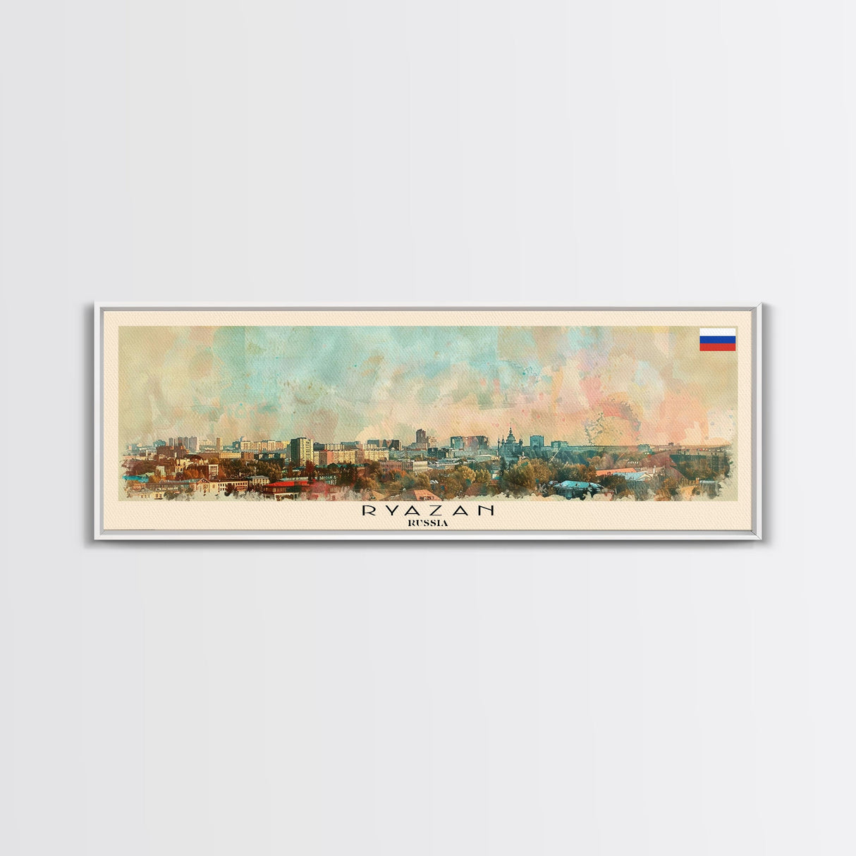 Ryazan Russia Panoramic Travel Poster, Framed Canvas Print or Metal Wall Art, Travel Art, Home Decor, Panoramic Painting, Midcentury Art