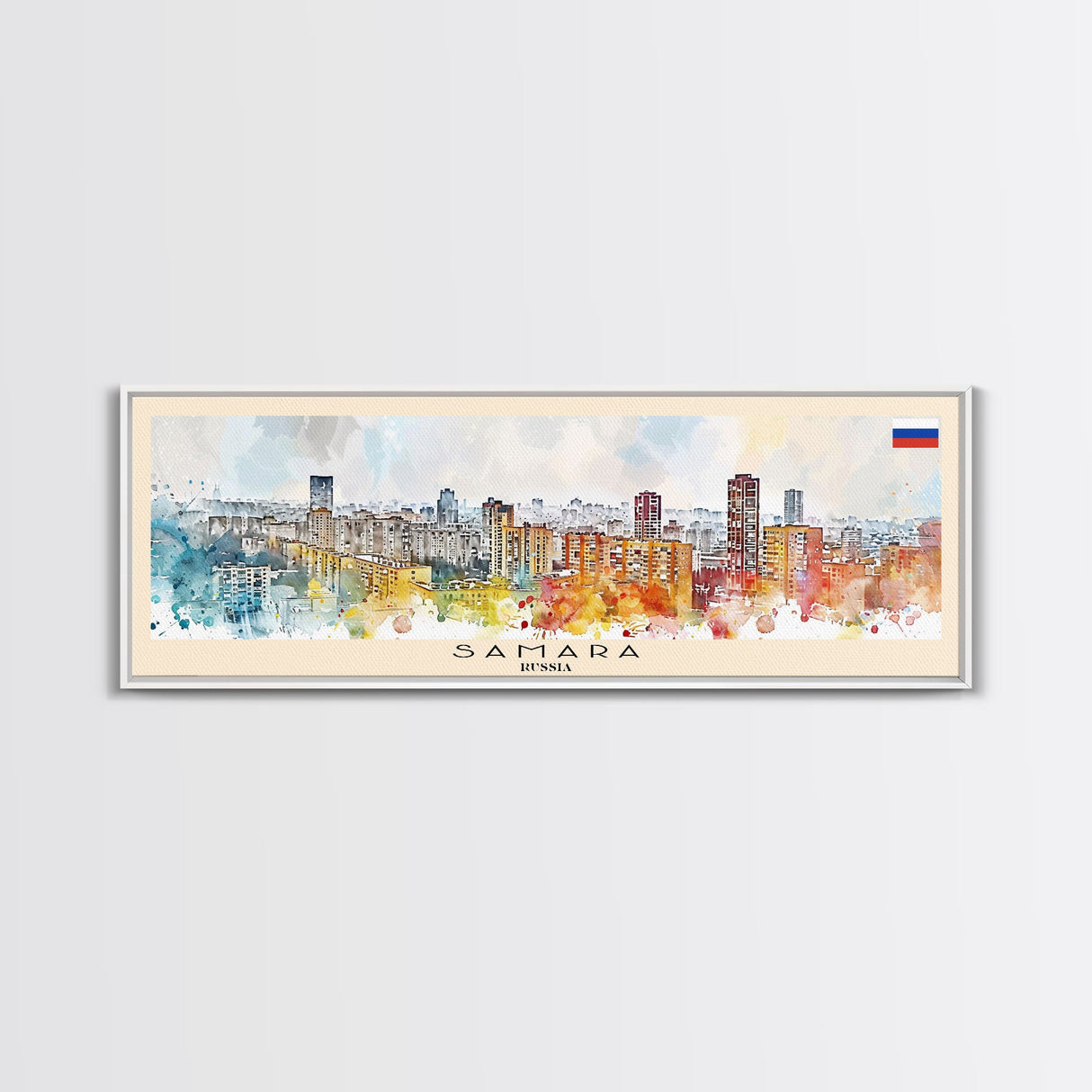 Samara Russia Wall Art, Panoramic Travel Poster, Panoramic Framed Canvas Print, City Wall Art, Wall Hanging Home Decor, Travel Art