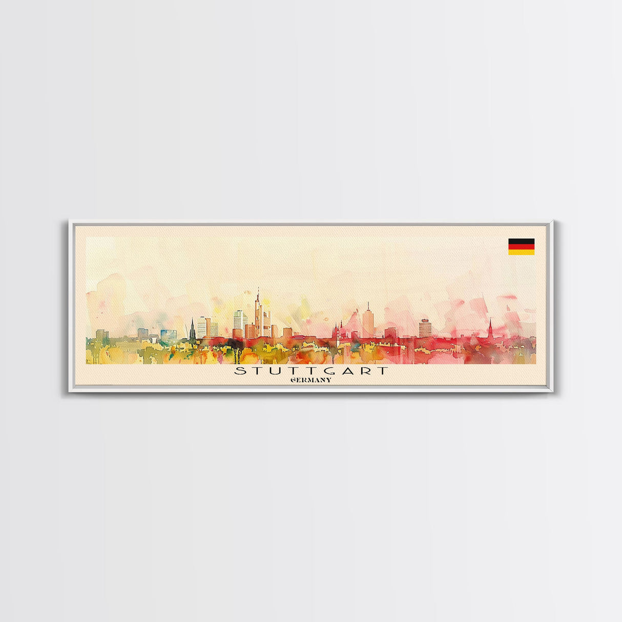 Stuttgart Germany Wall Art, Panoramic Travel Poster, Panoramic Framed Canvas Print, City Wall Art, Wall Hanging Home Decor, Travel Art