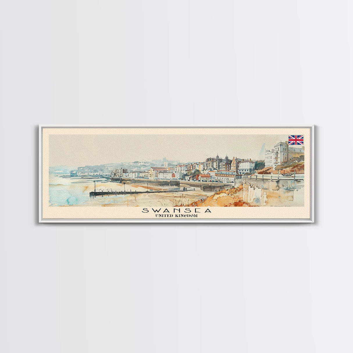 Swansea United Kingdom Wall Art, Panoramic Travel Poster, Panoramic Framed Canvas Print, City Wall Art, Wall Hanging Home Decor, Travel Art