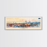 Tallinn Estonia Panoramic Travel Poster, Framed Canvas Print or Metal Wall Art, Travel Art, Home Decor, Panoramic Painting, Midcentury Art