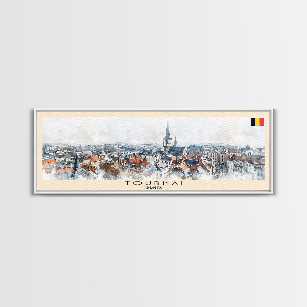 Tournai Belgium Travel Print Wall Art, Panoramic City Art, Travel Art, Wall Decor, Vacation Gift, Framed Canvas Print Or Metal Art