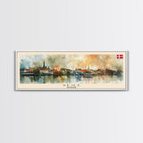 Vejle Denmark Travel Art, City Art, Framed Canvas Print or Metal Wall Art, Europe Travel Poster, Panoramic Wall Art, Extra Wide Wall Art