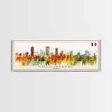 Villeurbanne France Panoramic Travel Poster, Framed Canvas Print or Metal Wall Art, Travel Art, Home Decor, Panoramic Painting, Midcentury Art