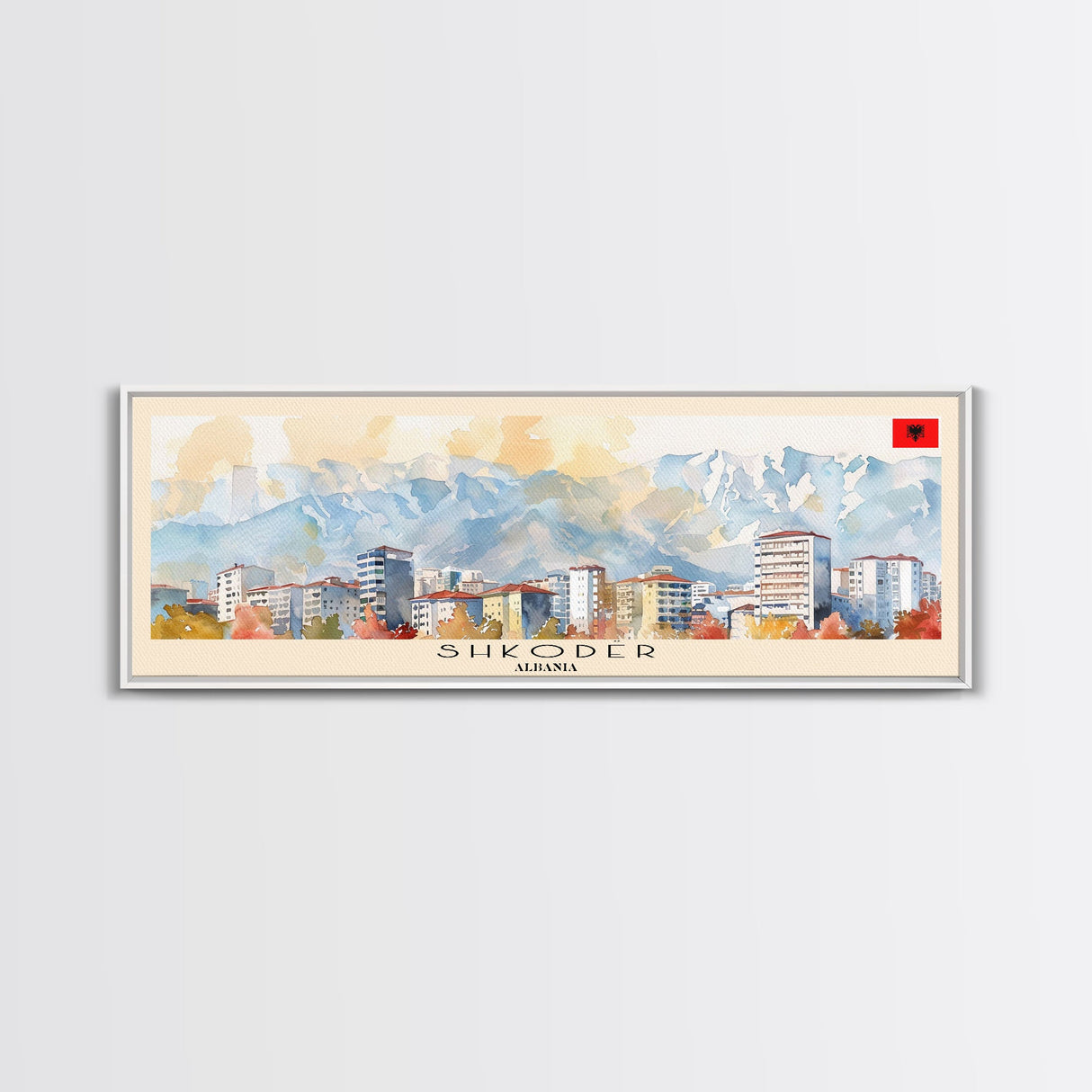 Shkodr Albania Travel Print Wall Art, Panoramic City Art, Travel Art, Wall Decor, Vacation Gift, Framed Canvas Print Or Metal Art