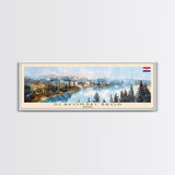 Slavonski Brod Croatia Panoramic Travel Poster, Framed Canvas Print or Metal Wall Art, Travel Art, Home Decor, Panoramic Painting, Midcentury Art