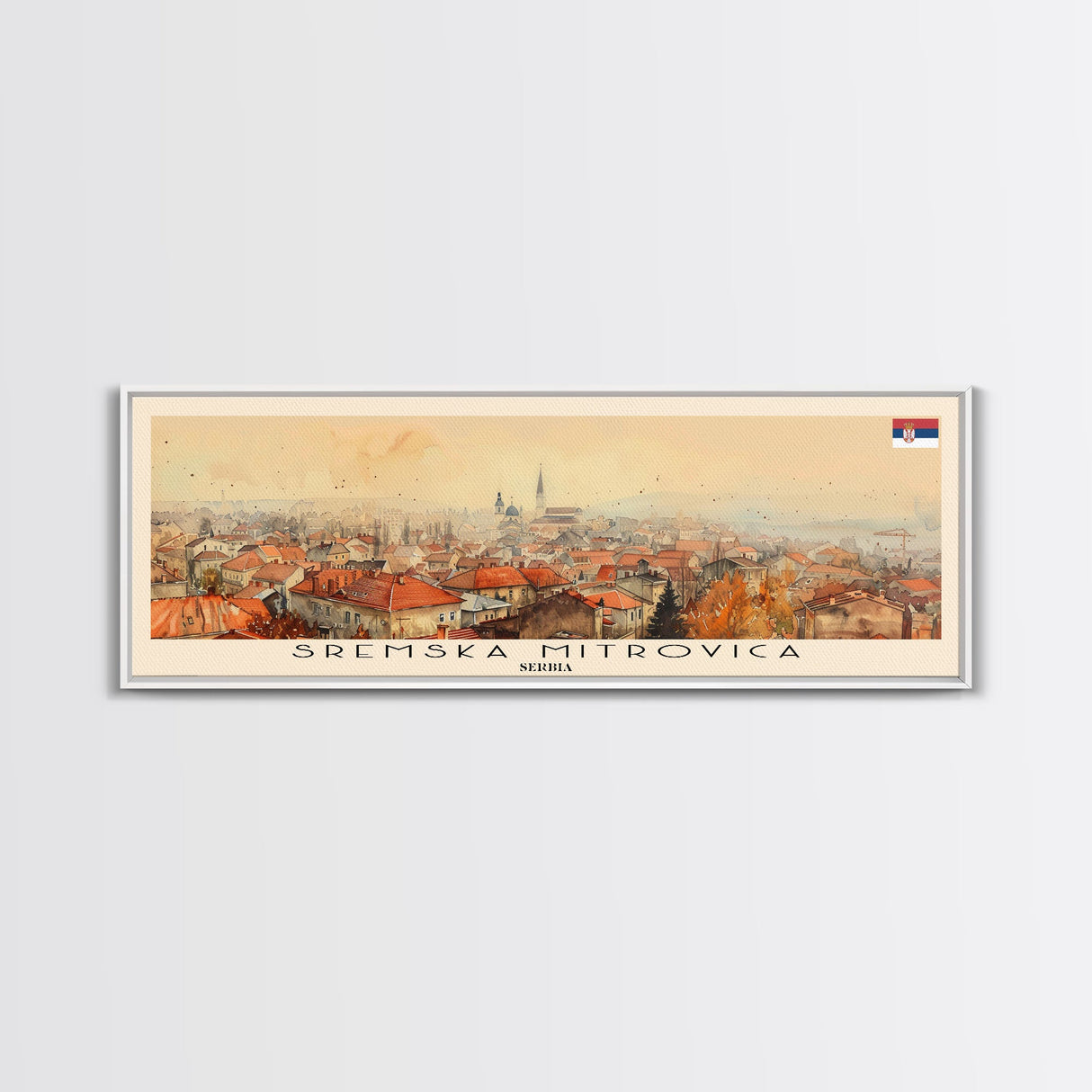 Sremska Mitrovica Serbia Travel Art, City Art, Framed Canvas Print or Metal Wall Art, Europe Travel Poster, Panoramic Wall Art, Extra Wide Wall Art