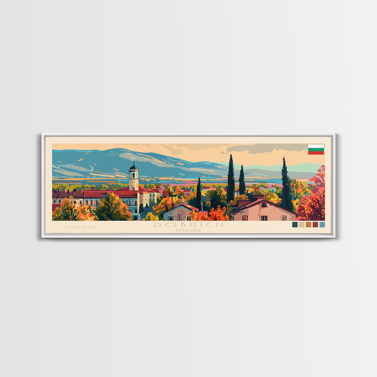 Dobrich Bulgaria Travel Art, City Art, Framed Canvas Print or Metal Wall Art, Europe Travel Poster, Panoramic Wall Art, Extra Wide Wall Art