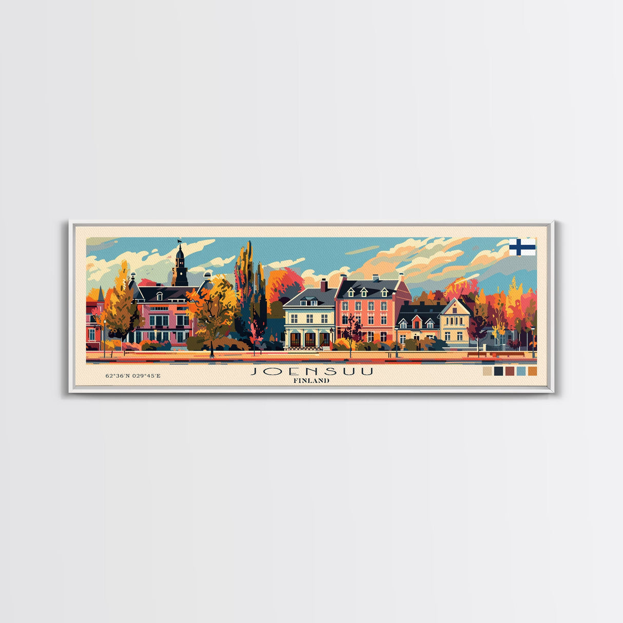 Joensuu Finland Wall Art, Panoramic Travel Poster, Panoramic Framed Canvas Print, City Wall Art, Wall Hanging Home Decor, Travel Art