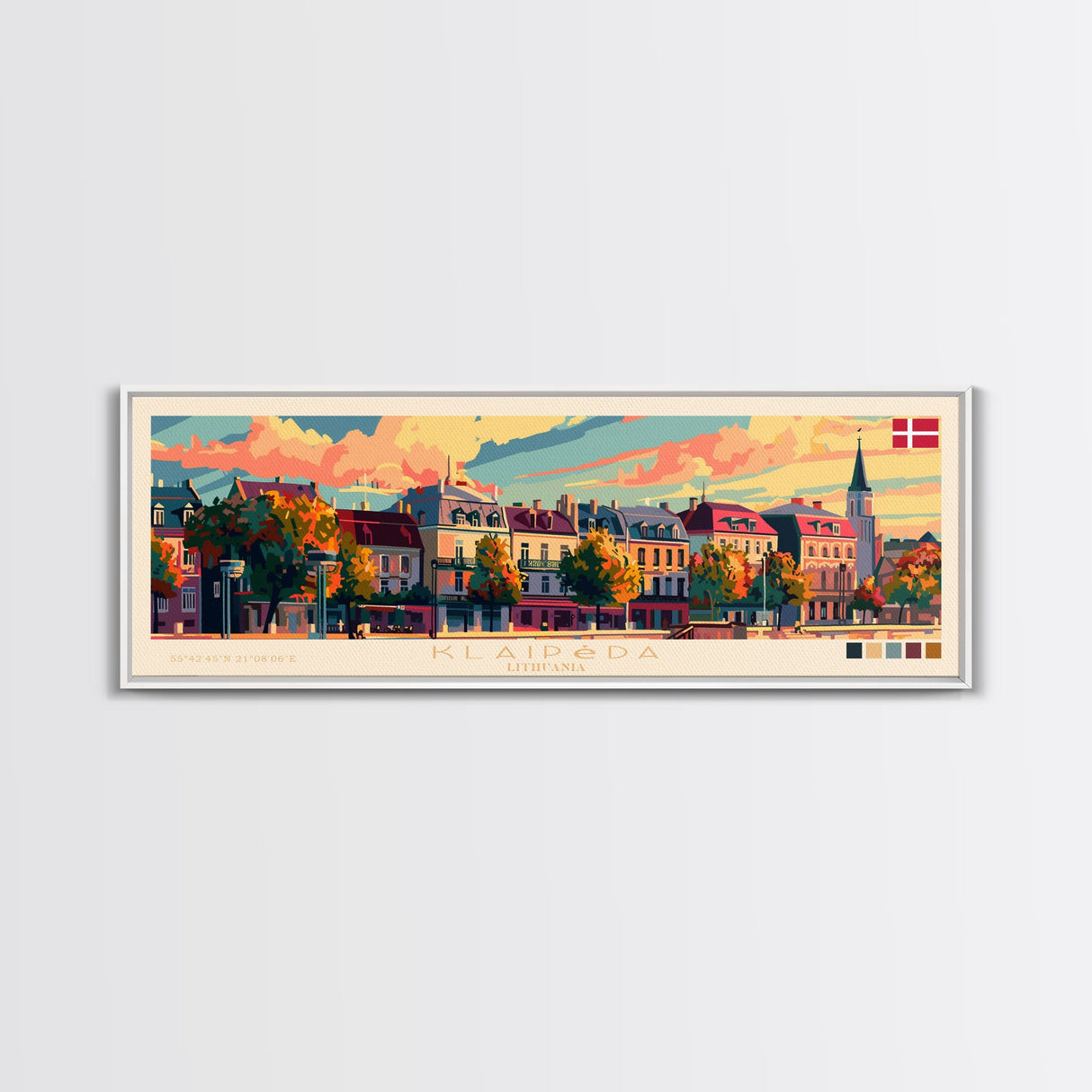 Klaipda Lithuania Wall Art, Panoramic Travel Poster, Panoramic Framed Canvas Print, City Wall Art, Wall Hanging Home Decor, Travel Art