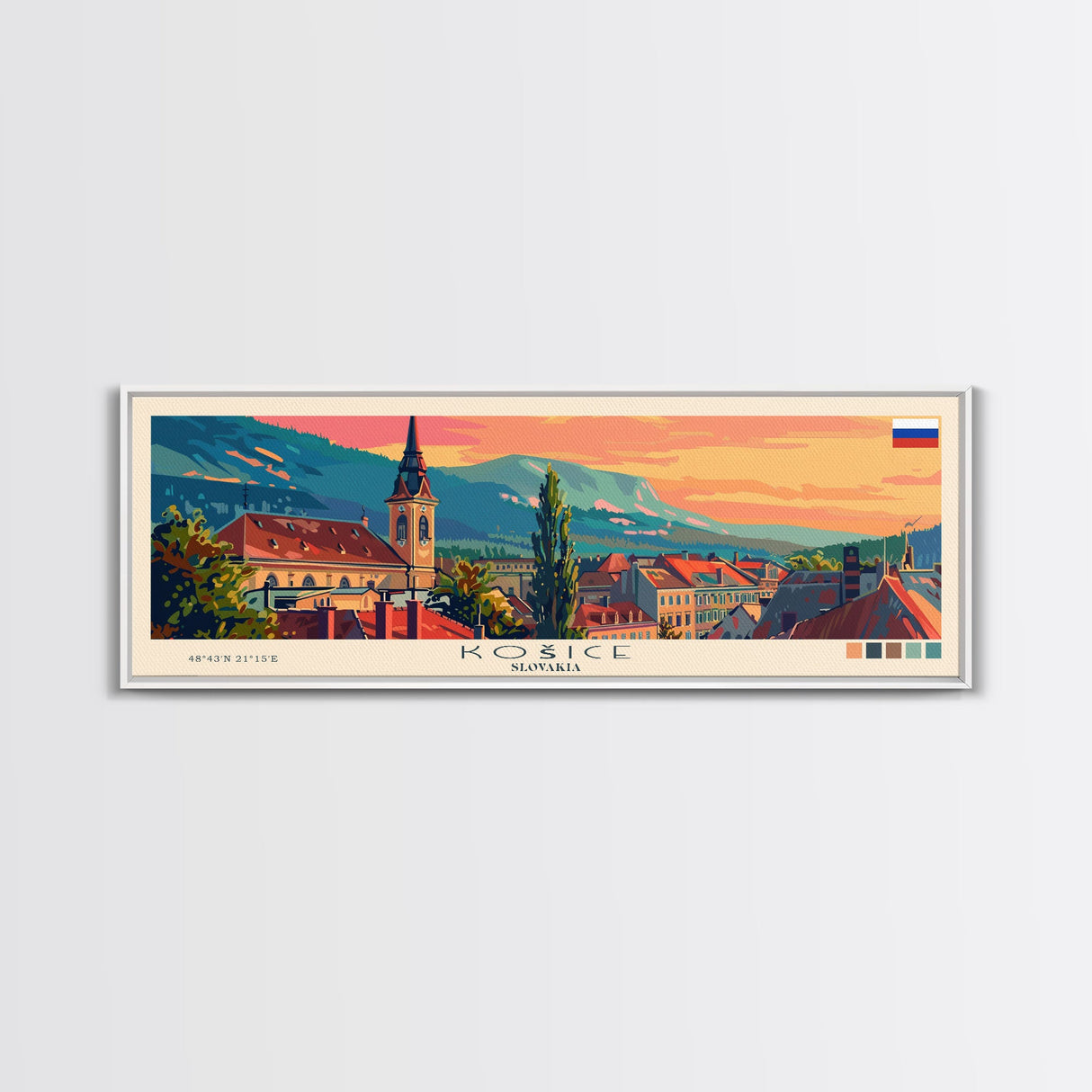 Kosice Slovakia Travel Art, City Art, Framed Canvas Print or Metal Wall Art, Europe Travel Poster, Panoramic Wall Art, Extra Wide Wall Art