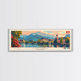 Lucerne Switzerland Travel Art, City Art, Framed Canvas Print or Metal Wall Art, Europe Travel Poster, Panoramic Wall Art, Extra Wide Wall Art