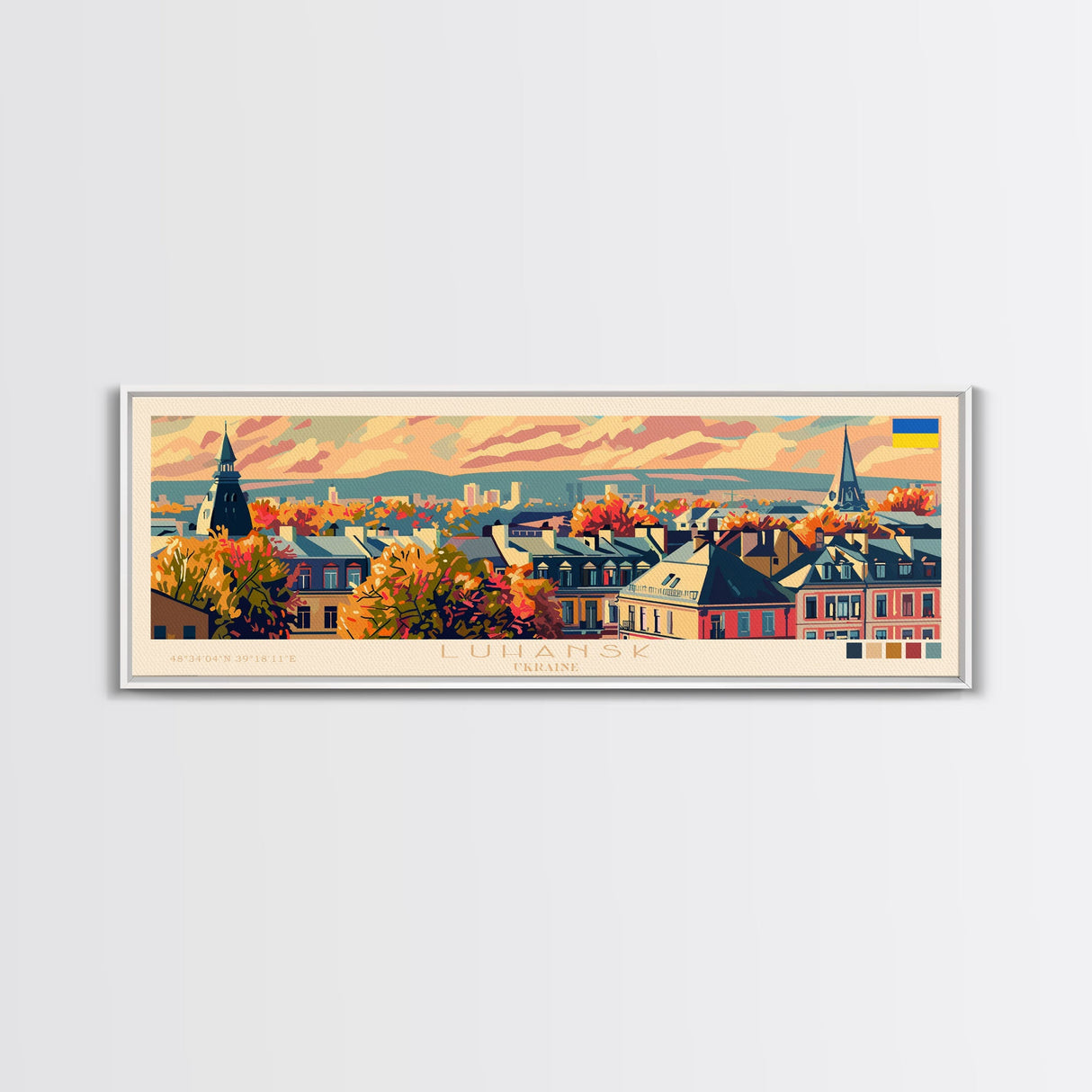 Luhansk Ukraine Wall Art, Panoramic Travel Poster, Panoramic Framed Canvas Print, City Wall Art, Wall Hanging Home Decor, Travel Art