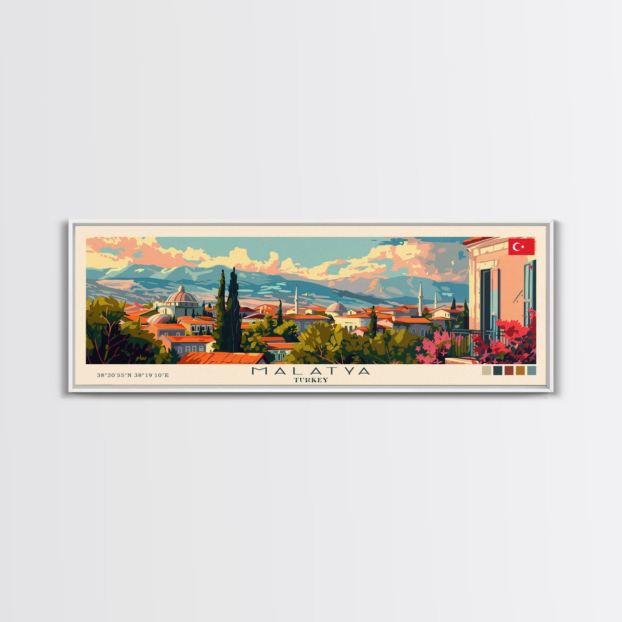 Malatya Turkey Travel Print Wall Art, Panoramic City Art, Travel Art, Wall Decor, Vacation Gift, Framed Canvas Print Or Metal Art