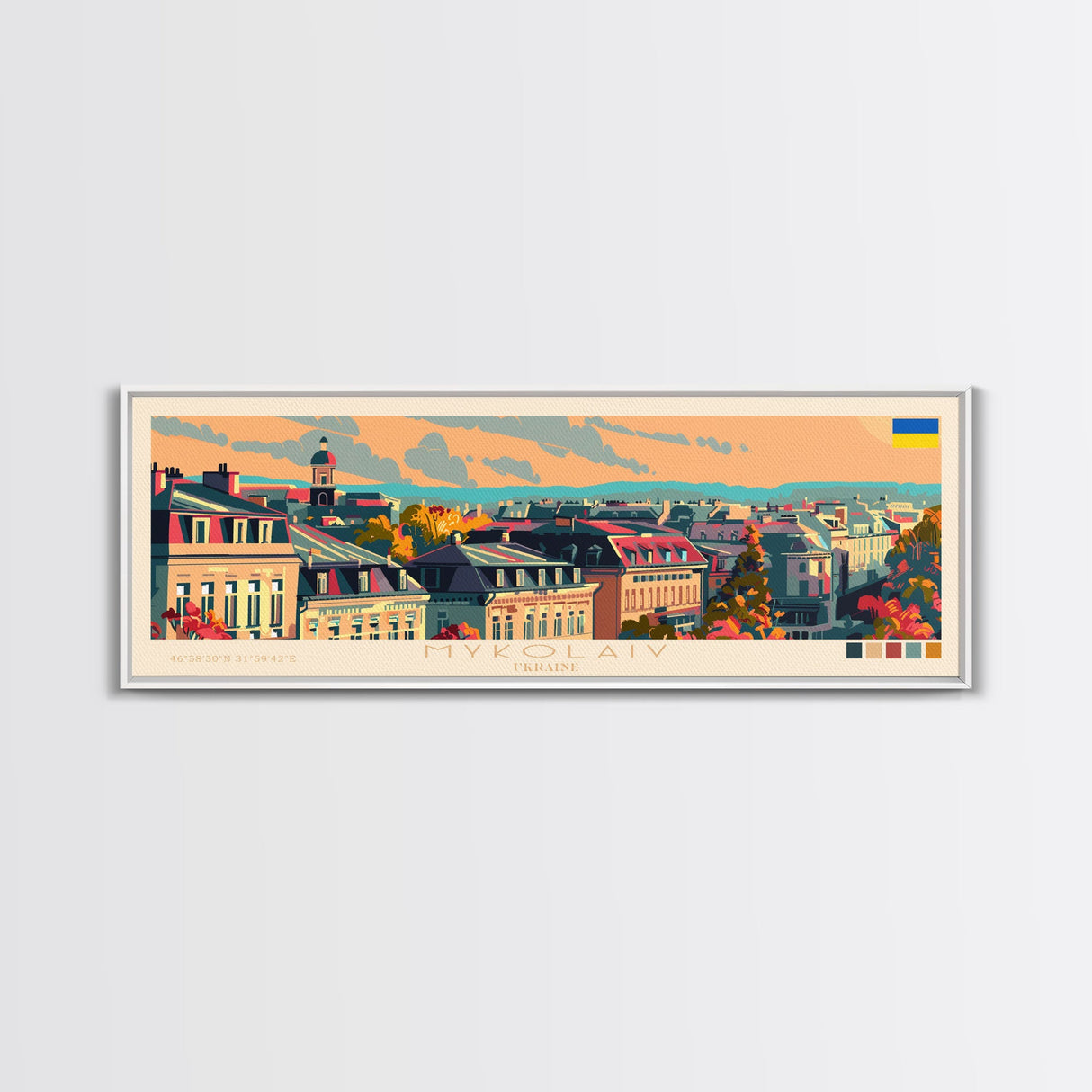 Mykolaiv Ukraine Wall Art, Panoramic Travel Poster, Panoramic Framed Canvas Print, City Wall Art, Wall Hanging Home Decor, Travel Art