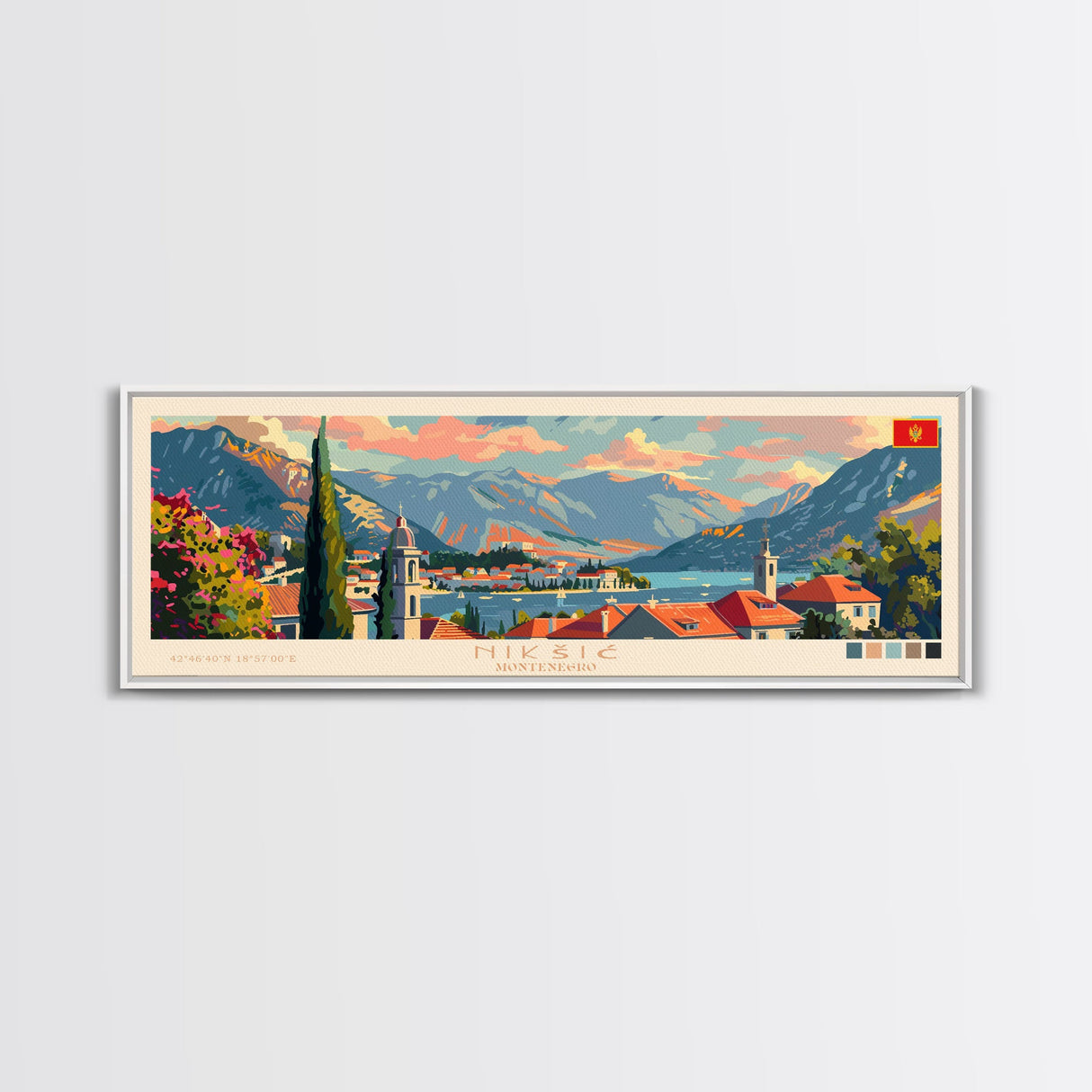 Niksic Montenegro Travel Print Wall Art, Panoramic City Art, Travel Art, Wall Decor, Vacation Gift, Framed Canvas Print Or Metal Art