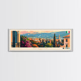 Perugia Italy Panoramic Travel Poster, Framed Canvas Print or Metal Wall Art, Travel Art, Home Decor, Panoramic Painting, Midcentury Art