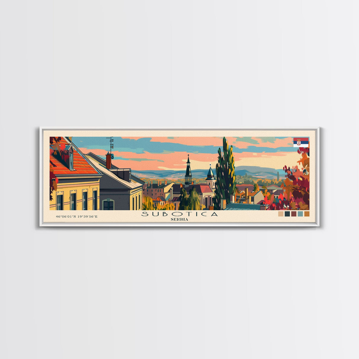 Subotica Serbia Travel Print Wall Art, Panoramic City Art, Travel Art, Wall Decor, Vacation Gift, Framed Canvas Print Or Metal Art