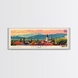 Varaždin Croatia Panoramic Travel Poster, Framed Canvas Print or Metal Wall Art, Travel Art, Home Decor, Panoramic Painting, Midcentury Art