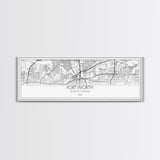 Panoramic Fort Worth City Map, Texas Art, Map Print, Minimalist Wall Art, Canvas Art, Housewarming Gift, Street Map Art, Closing Gift