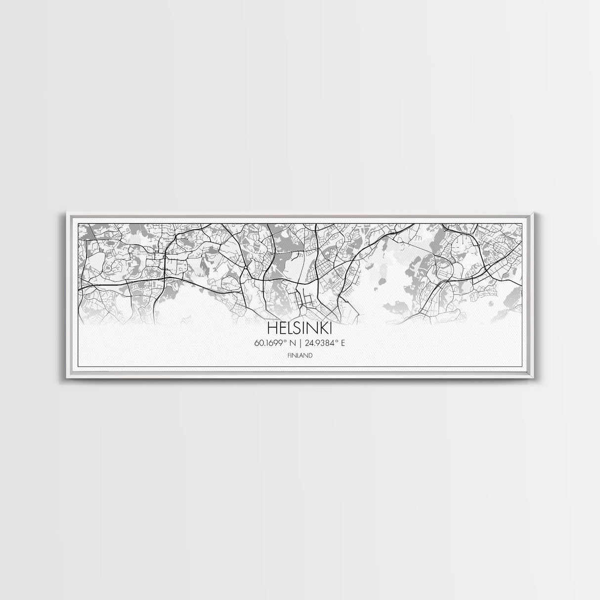 Panoramic Helsinki City Map, Finland Art, Map Print, Minimalist Wall Art, Canvas Art, Housewarming Gift, Street Map Art, Closing Gift