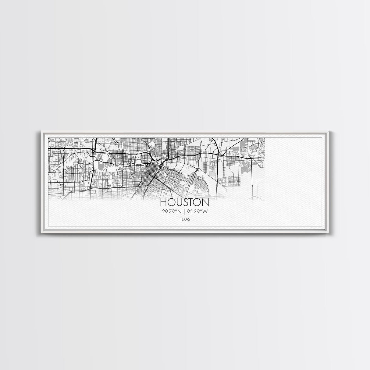 Panoramic Houston City Map, Texas Art, Map Print, Minimalist Wall Art, Canvas Art, Housewarming Gift, Street Map Art, Closing Gift