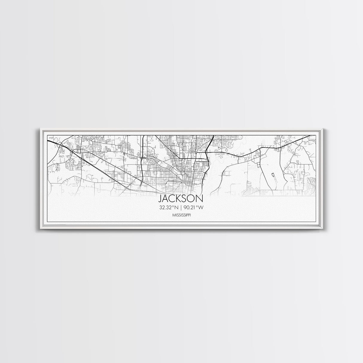 Panoramic Jackson City Map, Mississippi Art, Map Print, Minimalist Wall Art, Canvas Art, Housewarming Gift, Street Map Art, Closing Gift