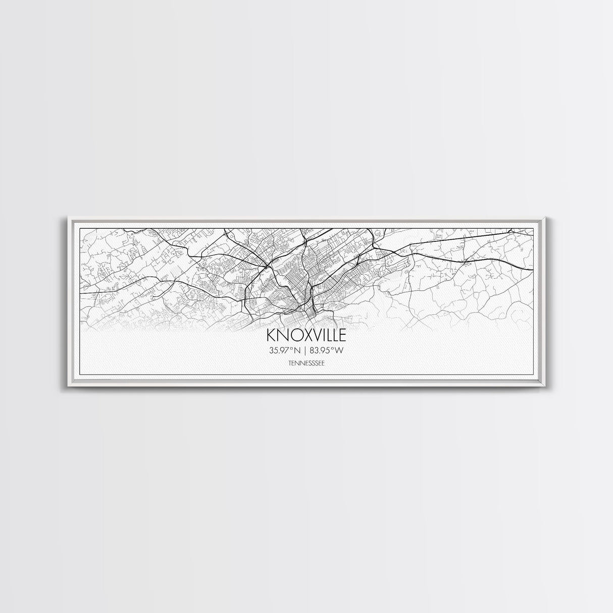 Panoramic Knoxville City Map, Tennessee Art, Map Print, Minimalist Wall Art, Canvas Art, Housewarming Gift, Street Map Art, Closing Gift