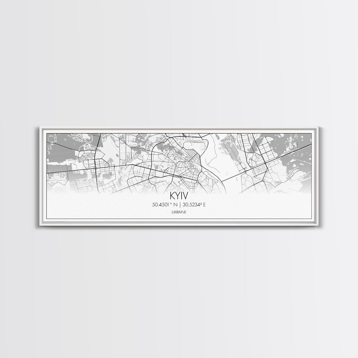 Panoramic Kyiv City Map, Ukraine Art, Map Print, Minimalist Wall Art, Canvas Art, Housewarming Gift, Street Map Art, Closing Gift