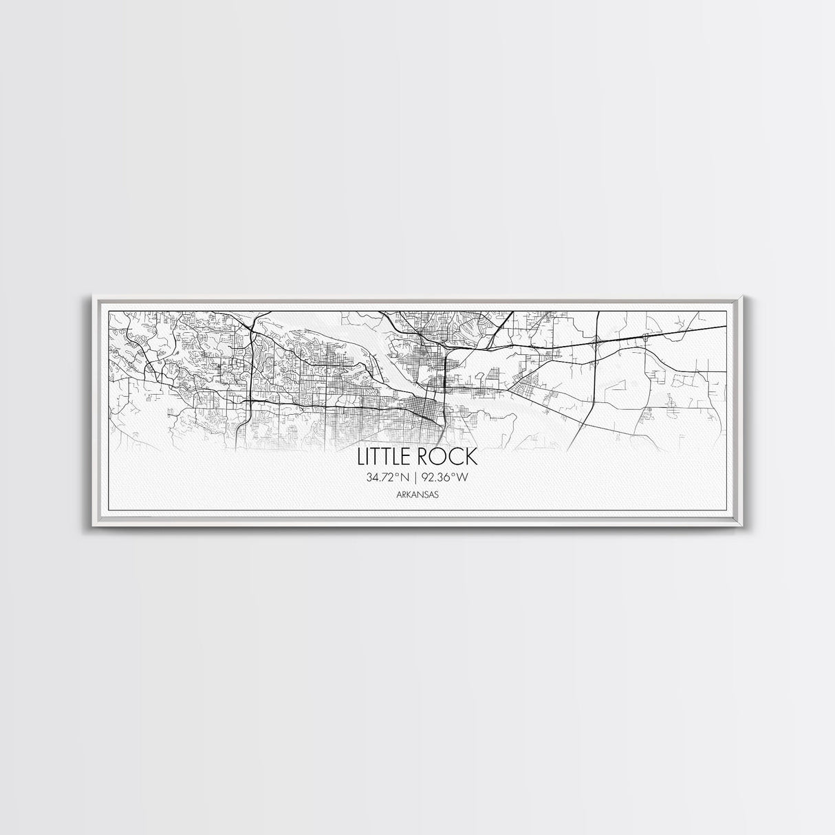 Panoramic Little Rock City Map, Arkansas Art, Map Print, Minimalist Wall Art, Canvas Art, Housewarming Gift, Street Map Art, Closing Gift