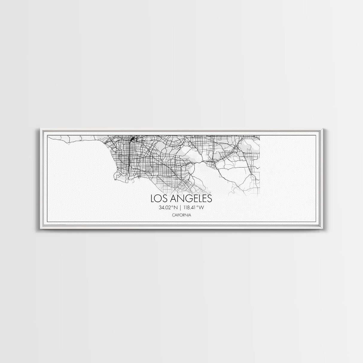 Panoramic Los Angeles City Map, California Art, Map Print, Minimalist Wall Art, Canvas Art, Housewarming Gift, Street Map Art, Closing Gift