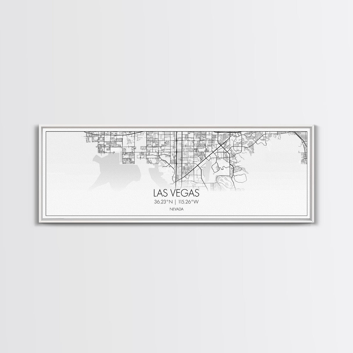 Panoramic Las Vegas  City Map, Nevada Art, Map Print, Minimalist Wall Art, Canvas Art, Housewarming Gift, Street Map Art, Closing Gift