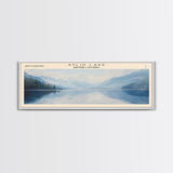 Atlin Lake Panoramic Framed Canvas Print, Lake House Decor, Minimalist Art, Travel Poster, Scenic View, Nature Wall Art