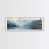 Basin Lake Panoramic Framed Canvas Print, Lake House Decor, Scenic Painting, Travel Poster, Rustic Art, Nature Wall Art