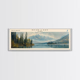 Bear Lake Alaska Framed Canvas Print, Panoramic Lake House Decor, Scenic View, Travel Poster, Rustic Art, Water Reflection