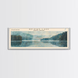 Belews Lake North Carolina Panoramic Framed Canvas Print, Lake House Decor, Scenic View, Travel Poster, Minimalist Art, Home Decor