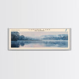 Canobie Lake New Hampshire Framed Canvas Print, Panoramic Lake House Art, Wall Art, Travel Poster, Modern Lake Painting, Nature Art