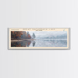 Great Sacandaga Lake Framed Canvas Print, Lake House Art, Panoramic Wall Art, Travel Poster, Serene Lake Painting, Home Decor