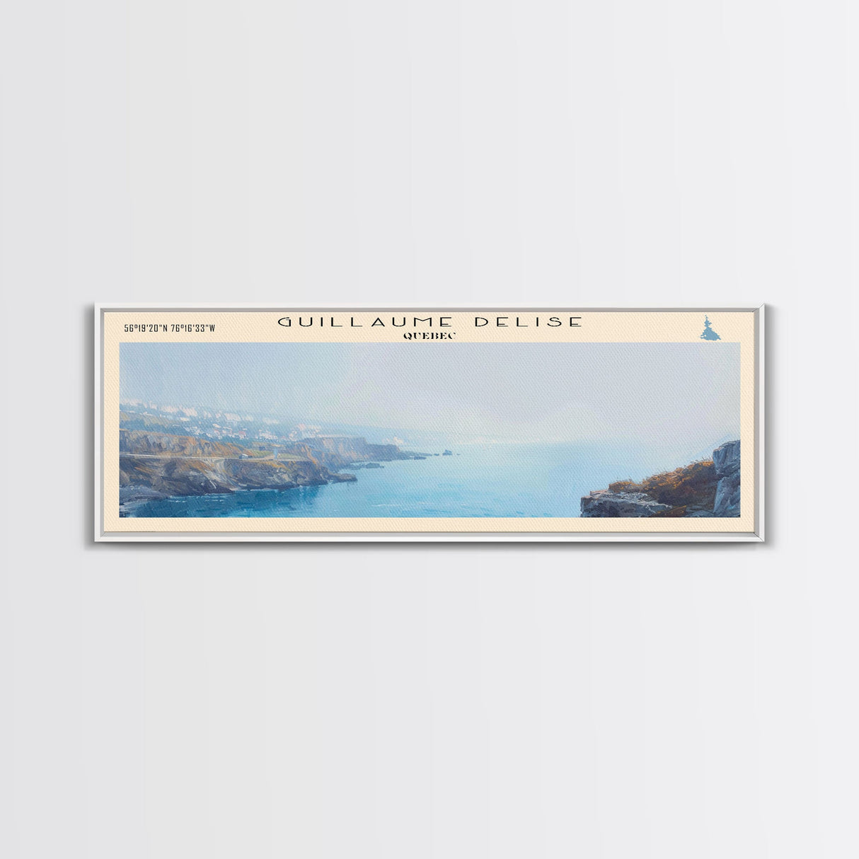 Guillaume Delise Richmond Gulf Framed Canvas Print, Lake House Art, Panoramic Travel Poster, Wall Art, Stunning Lake Painting, Home Decor