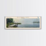 Higgins Lake Michigan Framed Canvas Print, Lake House Art, Panoramic Wall Art, Travel Poster, Serene Lake Painting, Home Decor